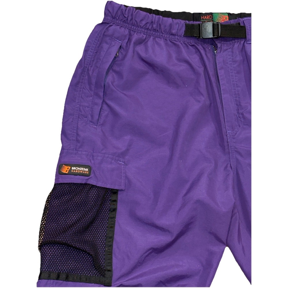 Bronze 56K Baggy Windbreaker Cargo Track Pants Belted Men's L Purple Skater EUC - Picture 4 of 8